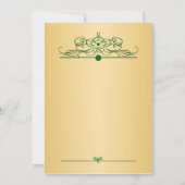 Goldener Effekt Confetti auf grüne Probe Abendesse Einladung (Rückseite)