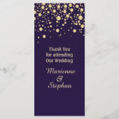 Goldener Effekt Konfetti auf Violett-Karte Menükarte (Rückseite)