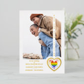 Goldener Effekt Pride Rainbow Heart Lesbian Gay Folieneinladung (Stehend vorne)