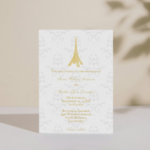 Goldener Eiffelturm Damask Einladung