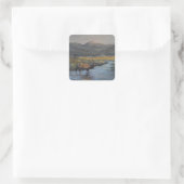 Goldener Elch Quadratischer Aufkleber (Tasche)
