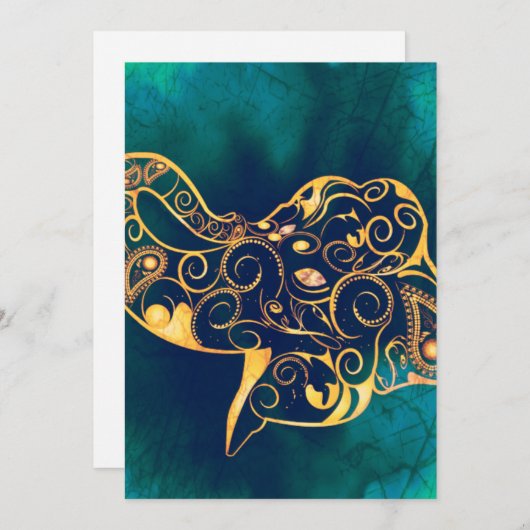 Goldener Elefant Einladung (Vorne/Hinten)