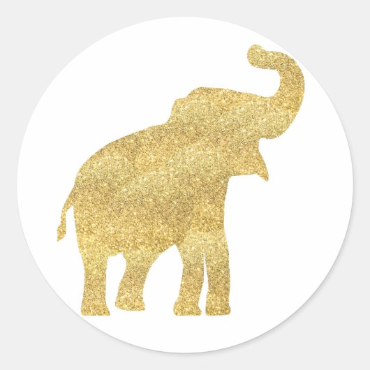 Goldener Elefant Runder Aufkleber (Vorderseite)