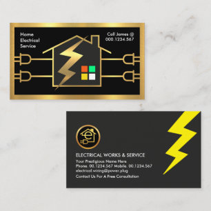 Goldener elektrischer Zuhause-Schaltrahmen Visitenkarte