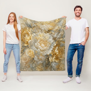 Goldener Elfenbeingarten Fleecedecke