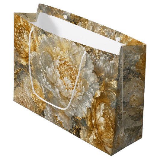 Goldener Elfenbeingarten Große Geschenktüte (Vorderseite Schrägansicht)