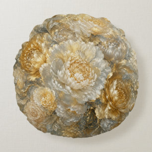 Goldener Elfenbeingarten Rundes Kissen