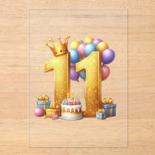 Goldener elfter Geburtstag Acryleinladungen