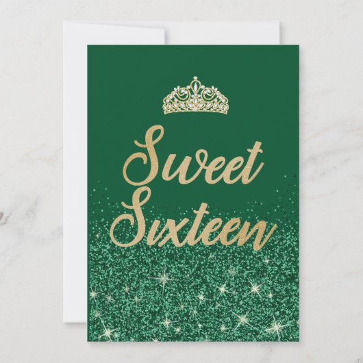 Goldener Emerald Sweet 16 Einladungen zum Geburtst (Rückseite)