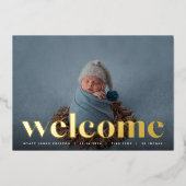 Goldener Empfang | Geburtsankündigung von Foil Folieneinladung (Vorderseite)