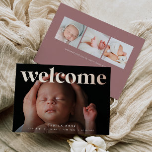 Goldener Empfang Rose Gold Foil Geburtserklärung Folieneinladung
