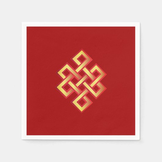 Goldener endloser Knoten auf bordeauxrot Serviette (Vorderseite)