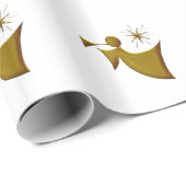 Goldener Engel auf weiße Weihnachtsfeier Geschenkpapier (Rolleneckpunkt)