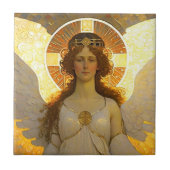 Goldener Engel Geist des Abends Fliese (Vorderseite)