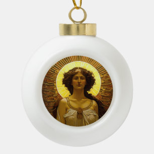 Goldener Engel Glasenger Messenger Keramik Kugel-Ornament