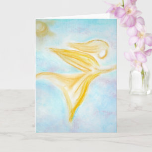 Goldener Engel im Flug – Türkisfarbener Himmel Gru Karte