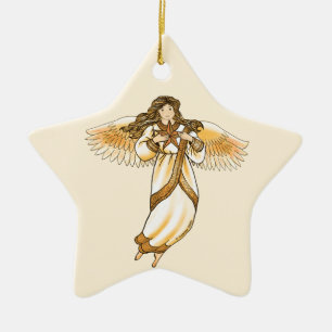 Goldener Engel Keramik Ornament