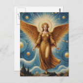 Goldener Engel Postkarte (Vorne/Hinten)