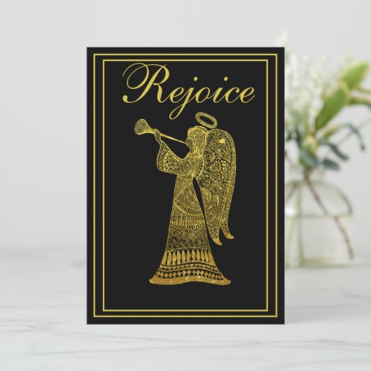 Goldener Engel über Schwarzes Freuden Weihnachten (Stehend Vorderseite)