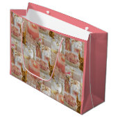 Goldener Engel und Dekorationen Geschenktasche Große Geschenktüte (Vorderseite Schrägansicht)