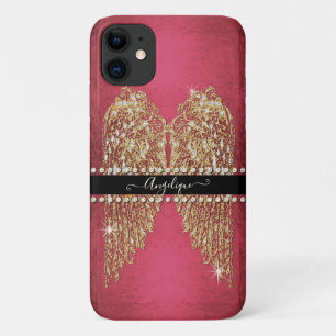 Goldener Engel Wings Hot Pink Foil Look Diamant Ju Case-Mate iPhone Hülle
