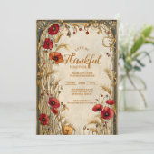 Goldener Erntedank Einladung (Stehend Vorderseite)