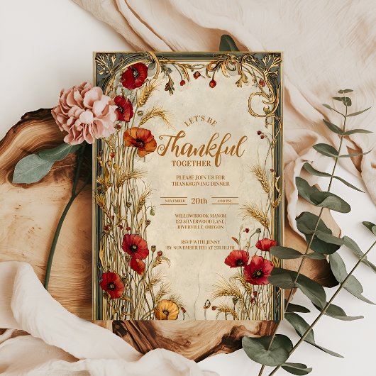 Goldener Erntedank Einladung