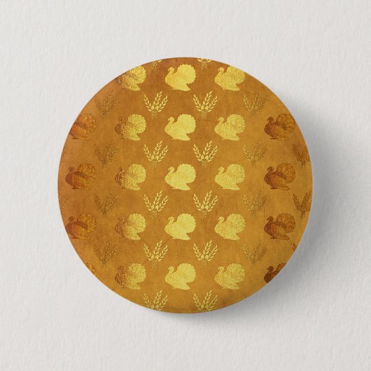 Goldener Erntedank mit der Türkei Button (Vorderseite)