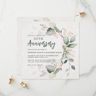 Goldener Eukalyptus 50. Hochzeitstag Save The Date