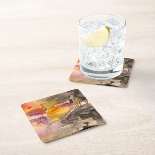 goldener Fall Rechteckiger Pappuntersetzer (Vor Ort)