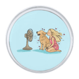 Goldener Fan Girl Anstecknadel Silber