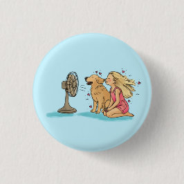 Goldener Fan Mädchen Button