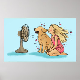 Goldener Fan Mädchen Poster