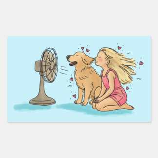 Goldener Fan Mädchen Rechteckiger Aufkleber