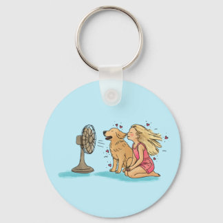 Goldener Fan Mädchen Schlüsselanhänger