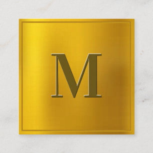 Goldener Farbverlauf-Hintergrund   Monogramm Quadratische Visitenkarte