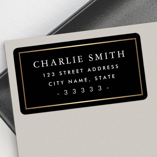 Goldener Farbverlauf schwarze große Rücksendeadres Adressaufkleber