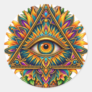 Goldener Farn-Augen-Aufkleber Runder Aufkleber