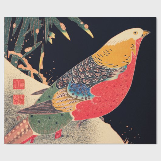 Goldener Fasan im Schnee von Ito Jakuchu Geschenkpapier (Flach)