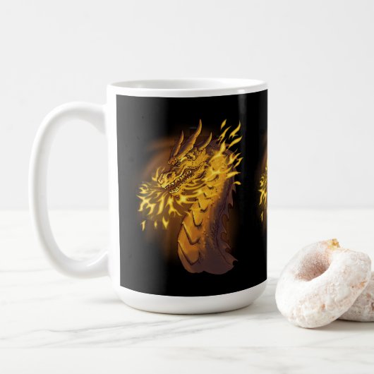 Goldener Feuerdrache Kaffeetasse (Mit Donut)