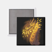 Goldener Feuerdrache Magnet (Vorderseite/Rückseite)