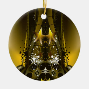 Goldener Film wirbelt und ein Gazillion Sterne Keramik Ornament