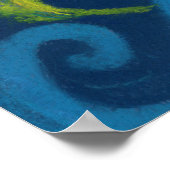 Goldener Fisch, Blau und Gelb, Unterwasser Art Poster (Ecke)