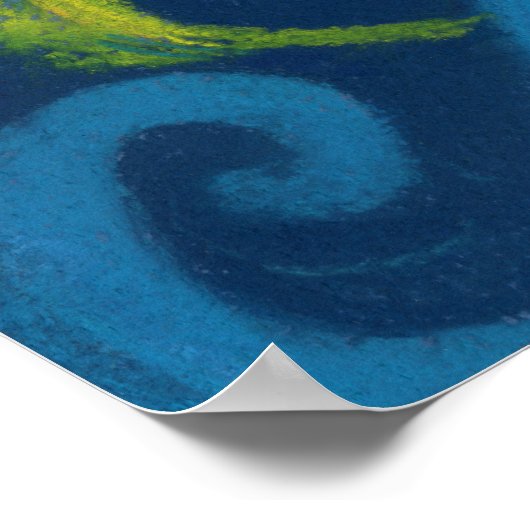 Goldener Fisch, Blau und Gelb, Unterwasser Art Poster (Ecke)