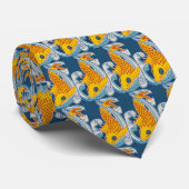 Goldener Fisch in Blauer Waage Jugendstil Krawatte (Gerollt)