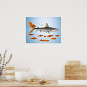 Goldener Fisch und Hai Poster (Küche)