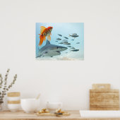 Goldener Fisch und Hai Poster (Küche)