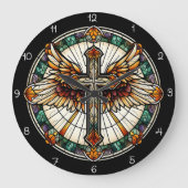 Goldener Flügelkreuz Große Wanduhr (Vorderseite)