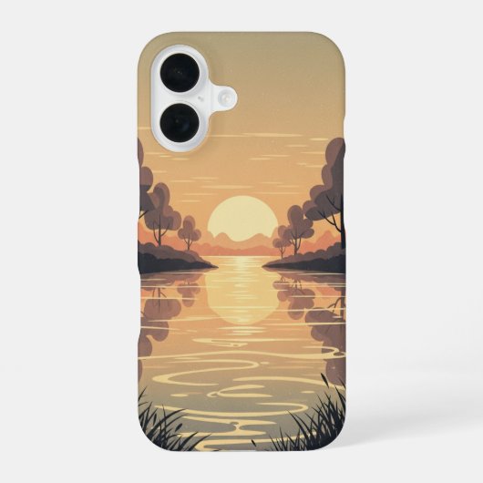 Goldener Fluss Retro Szene iPhone 16 Hülle (Rückseite)