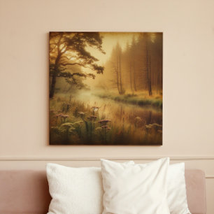 Goldener Flussnebel – Vintage-Leinwanddruck Leinwanddruck